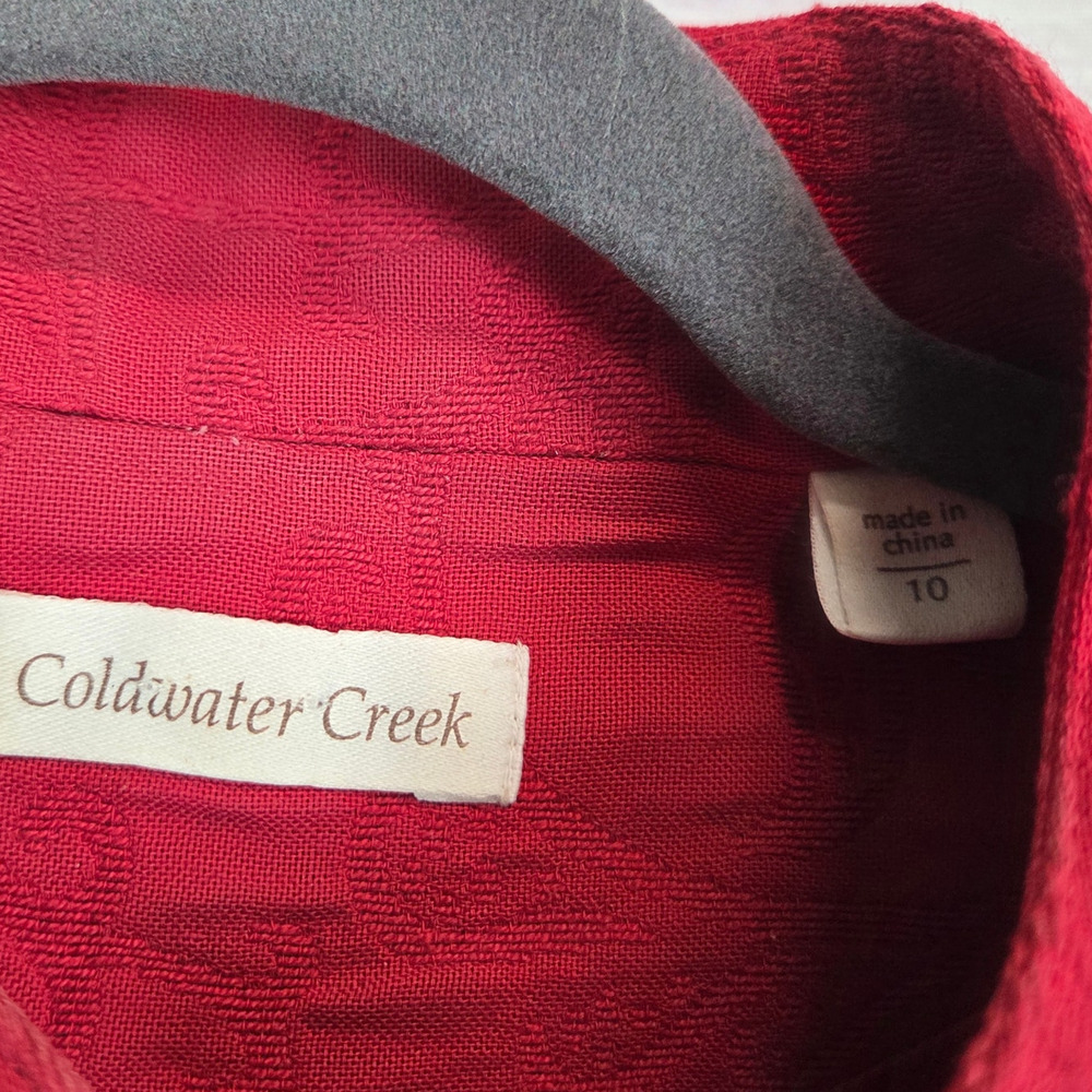 Coldwater Creek Red Floral Embroider Blazer 10 Casual Chic Asian Inspired Jacket - Picture 4 of 15